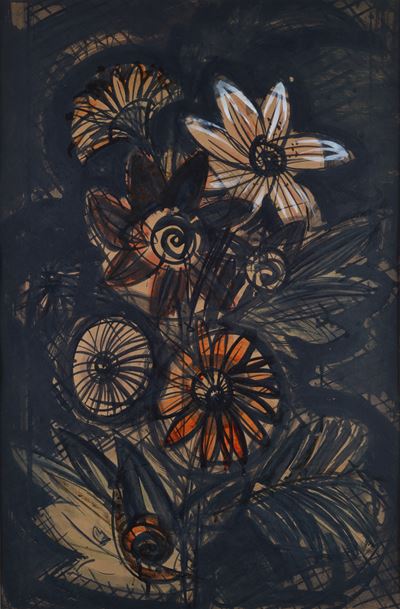 Dalia fra le zigne, tempera su cartone