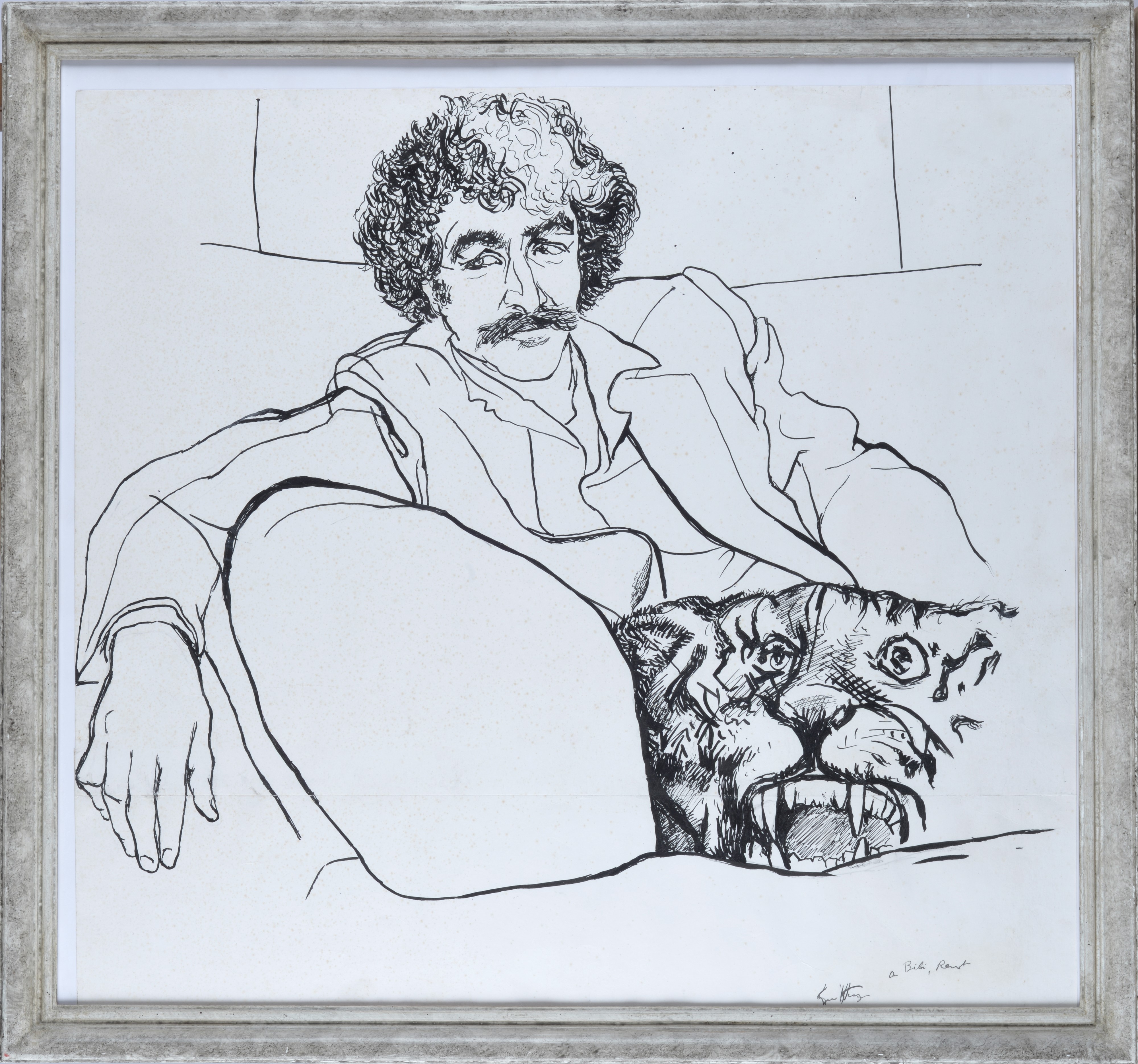 Renato Guttuso - Ritratto di Bibi, inchiostro su carta