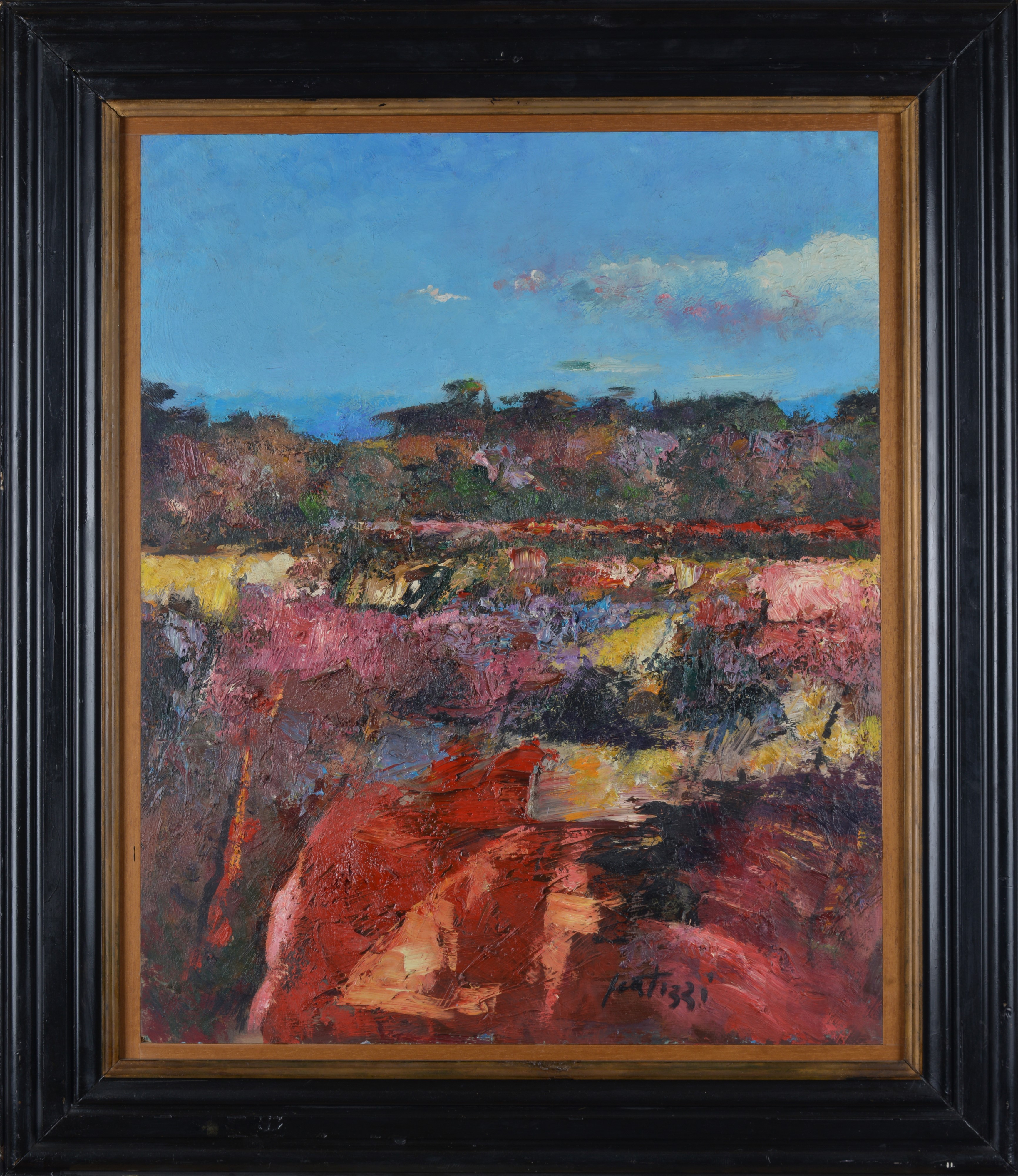 Sergio Scatizzi - Paesaggio in maremma, olio su compensato