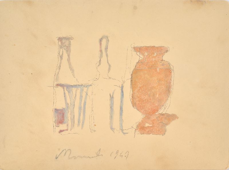Giorgio Morandi - Natura morta, acquerello su carta