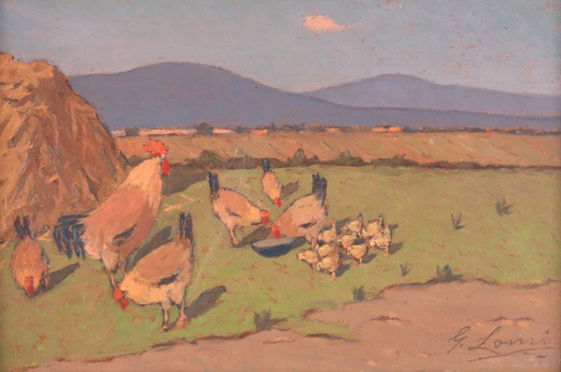 Giovanni Lomi - Polli sull’aia
