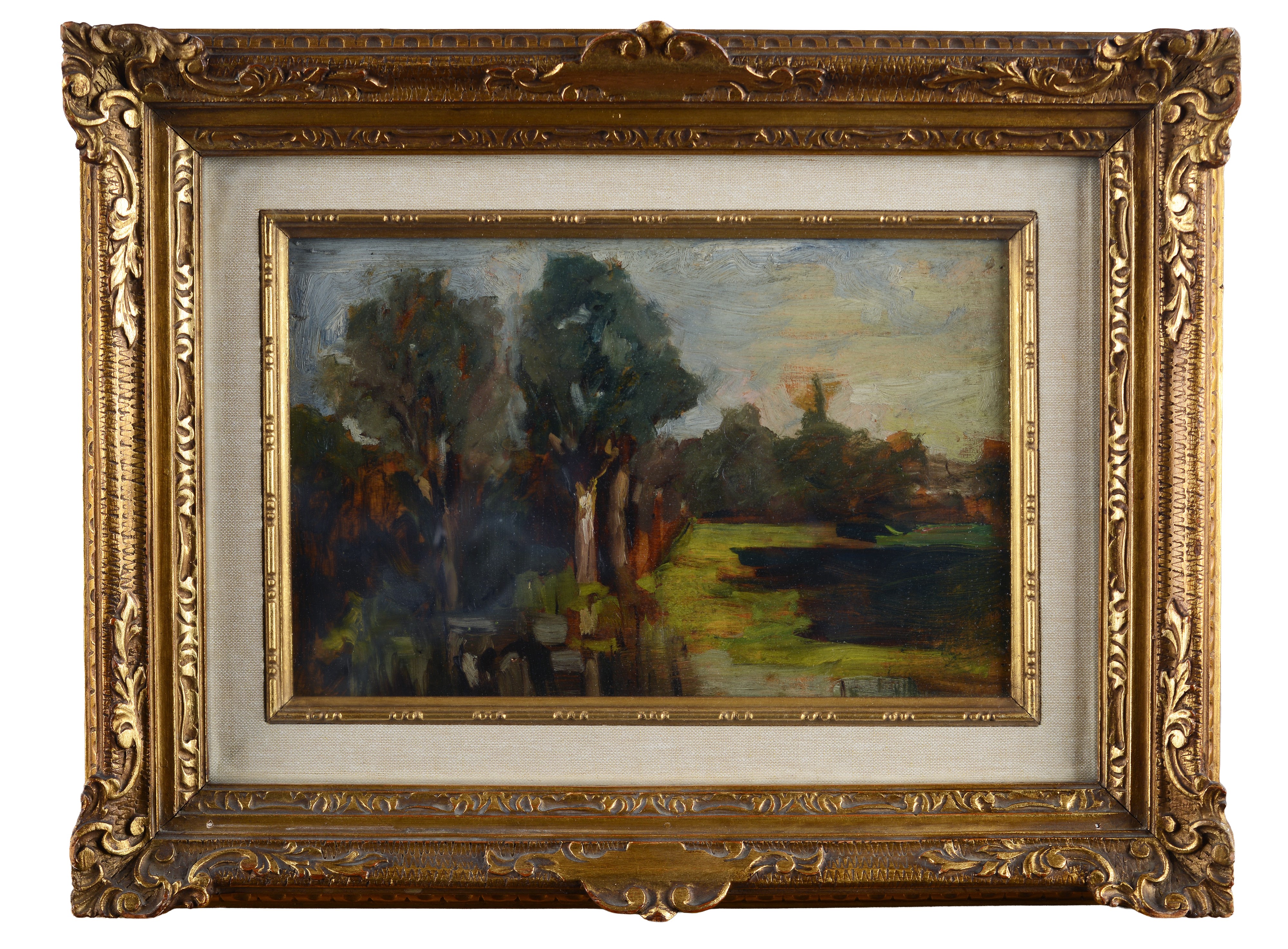 Attr. a Guglielmo Ciardi - Paesaggio con alberi