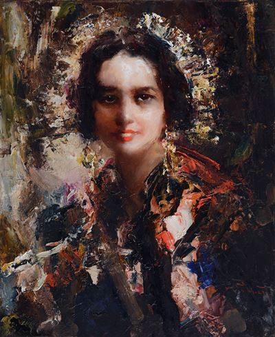 Ritratto di ragazza, olio su tavola