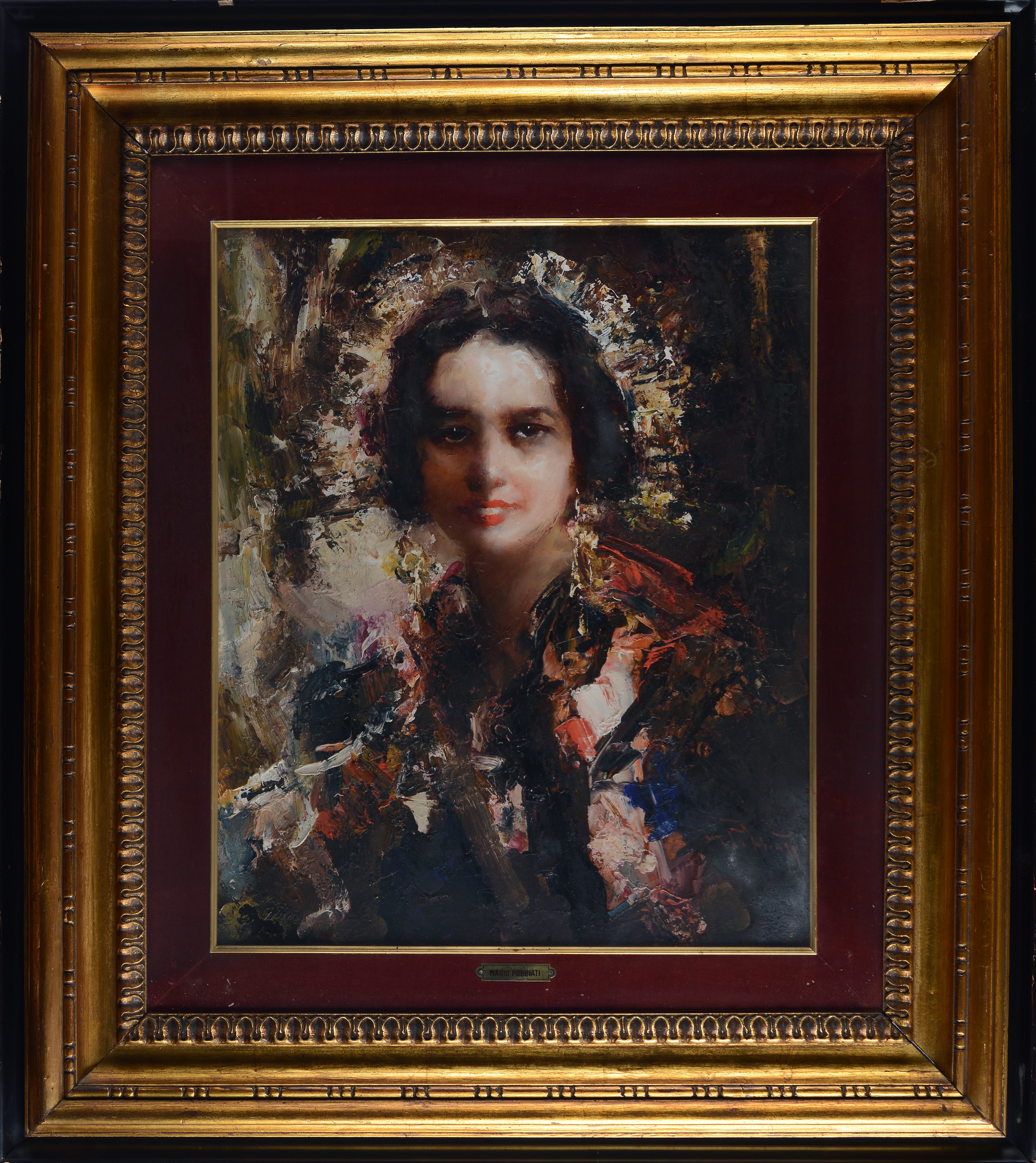 Mario Pobbiati - Ritratto di ragazza, olio su tavola