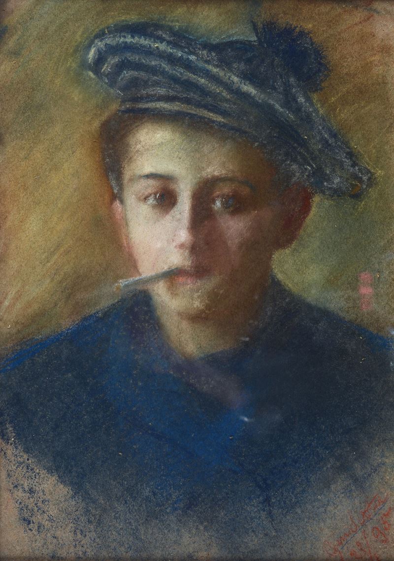 Anonimo, XIX Sec. - Anonimo del XIX secolo, Ragazzo con sigaretta