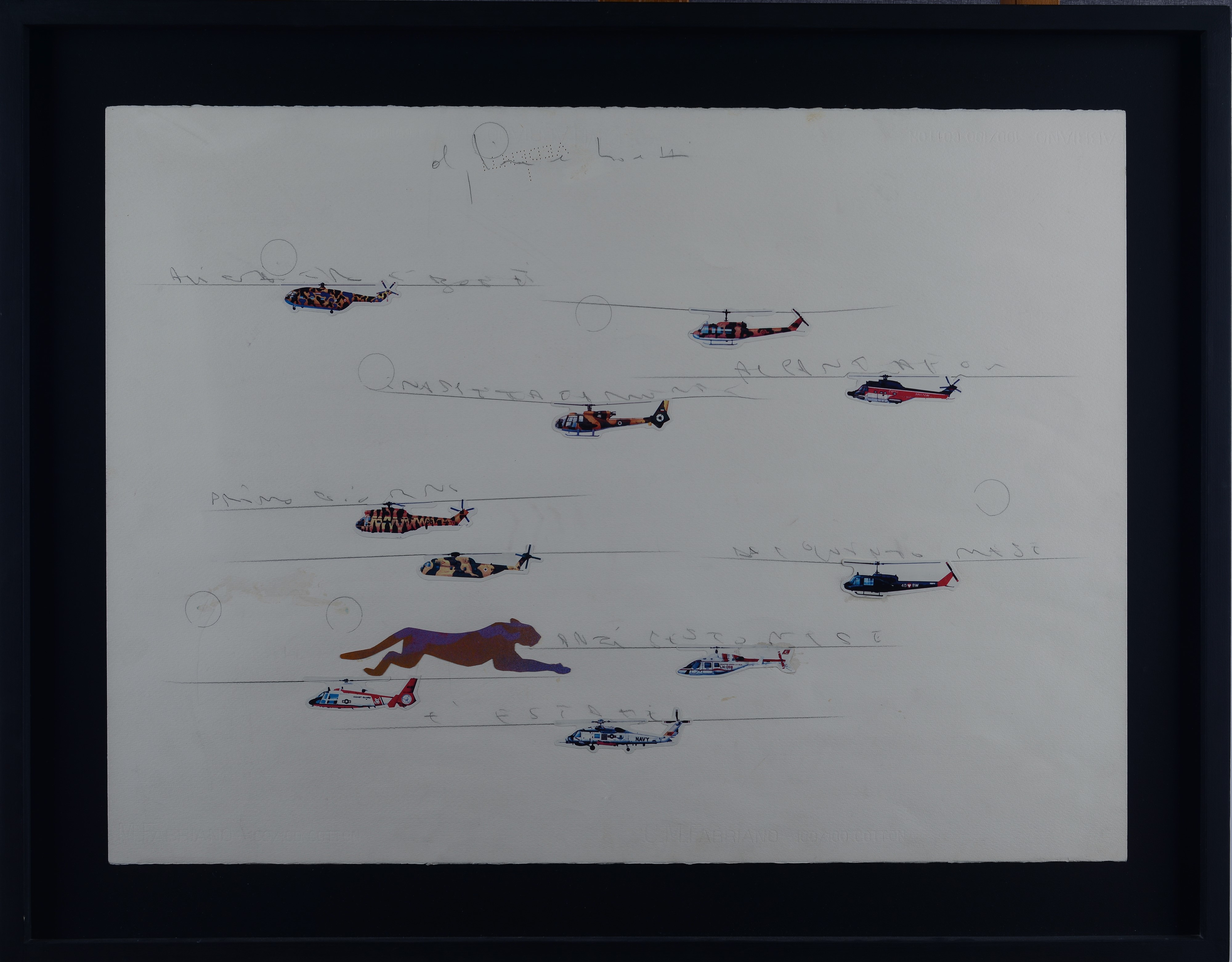 Alighiero Boetti - Senza titolo (adesivi e tecnica mista su carta), 1990