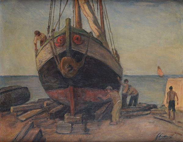 Ferruccio Scattola - Barcone in riparazione