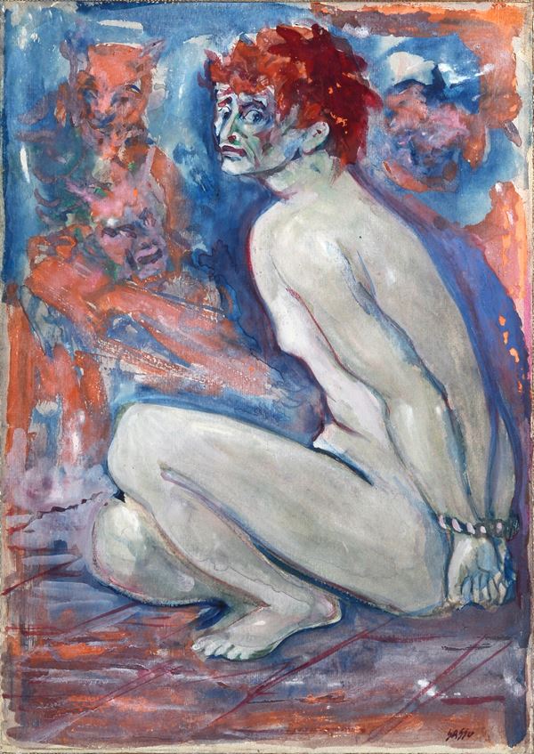 Aligi Sassu - Senza titolo (Figura accovacciata)