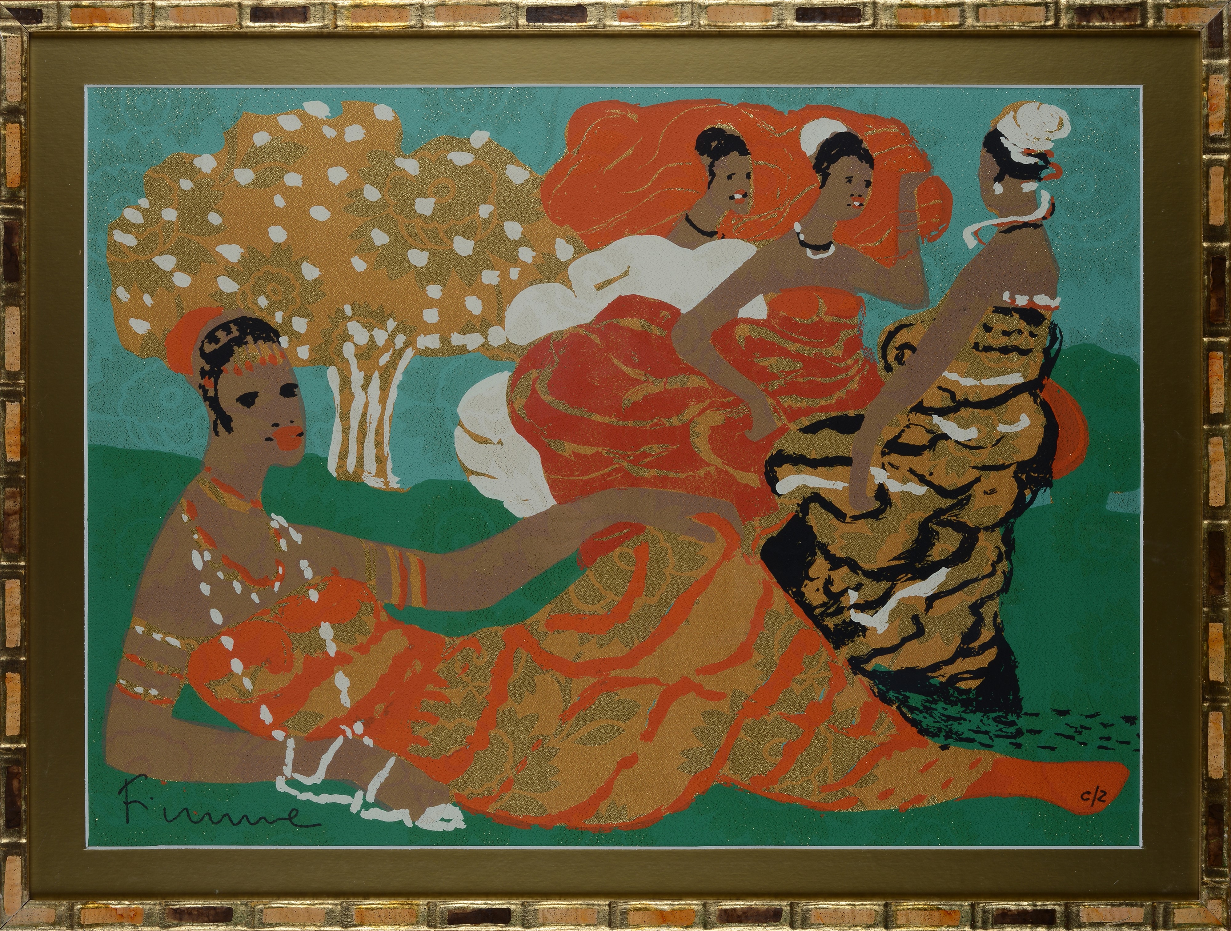 Salvatore Fiume - Senza titolo (serigrafia su broccato)
