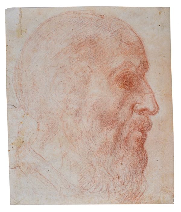 Scuola Italia Centrale, XVII sec. - Profile of a man with a beard