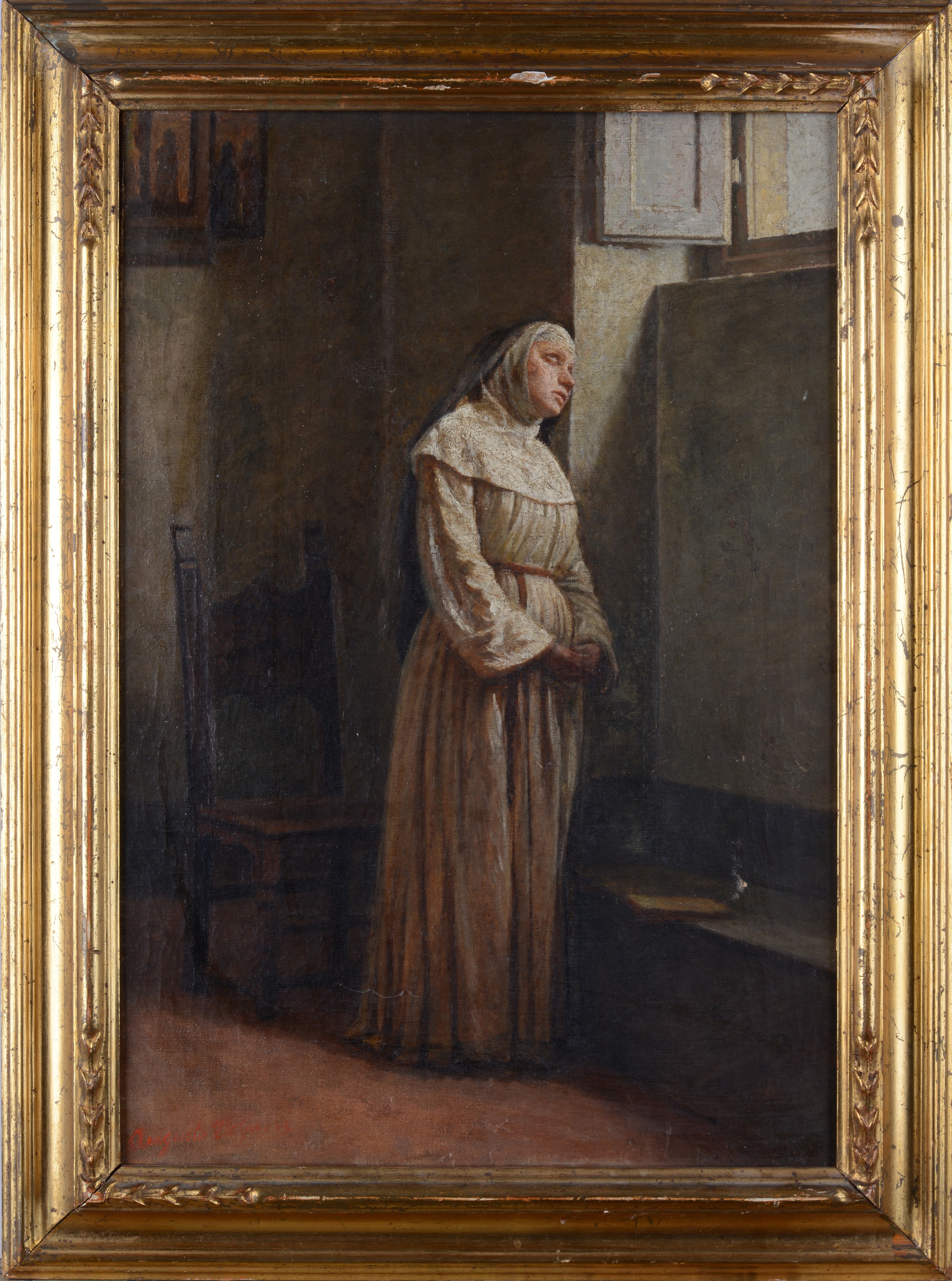 Augusto Volpini - Suora in meditazione, olio su tela