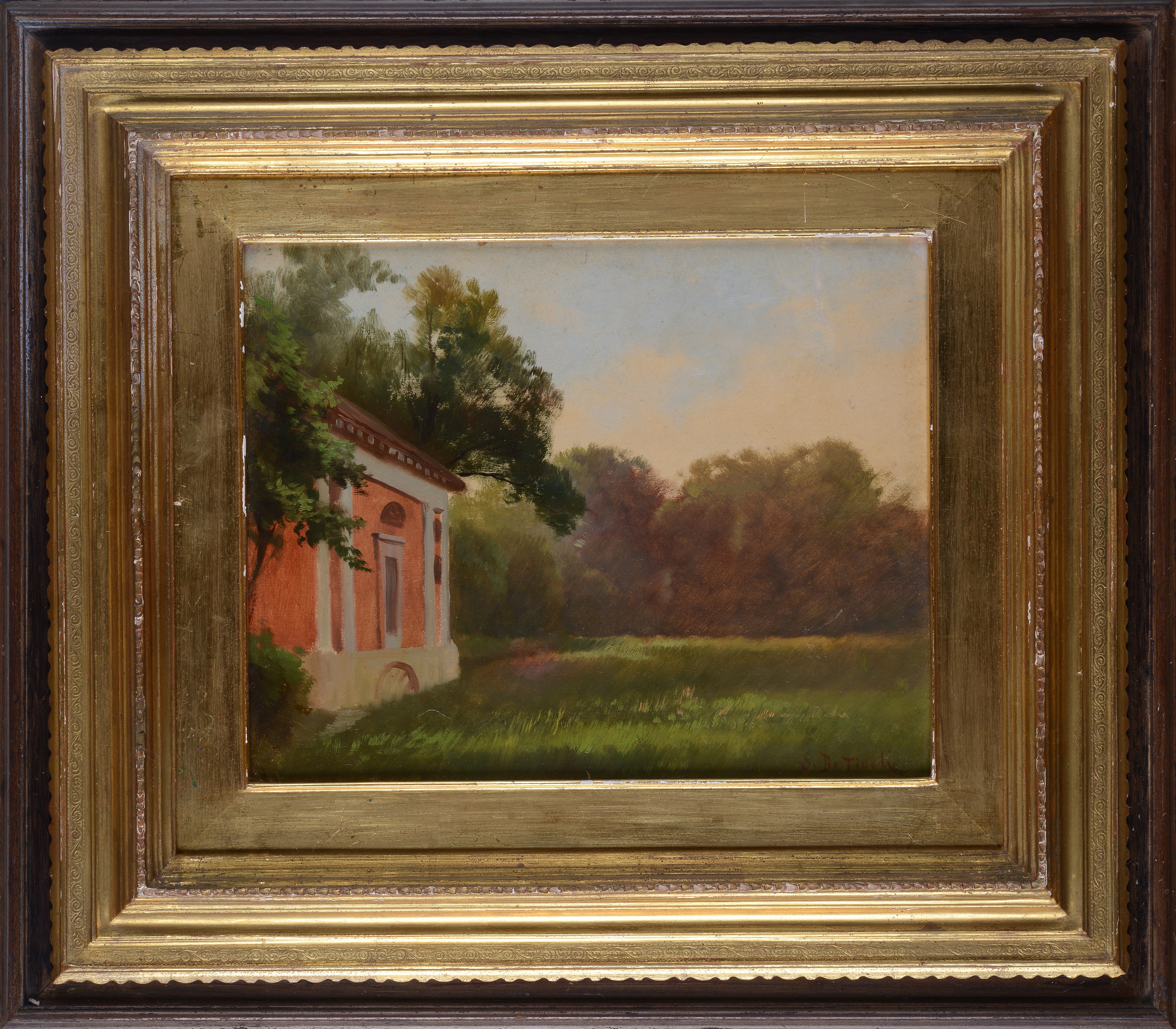 Serafino De Tivoli - Paesaggio con casa rossa