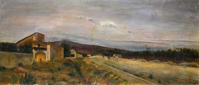 Strada di campagna con carrozza