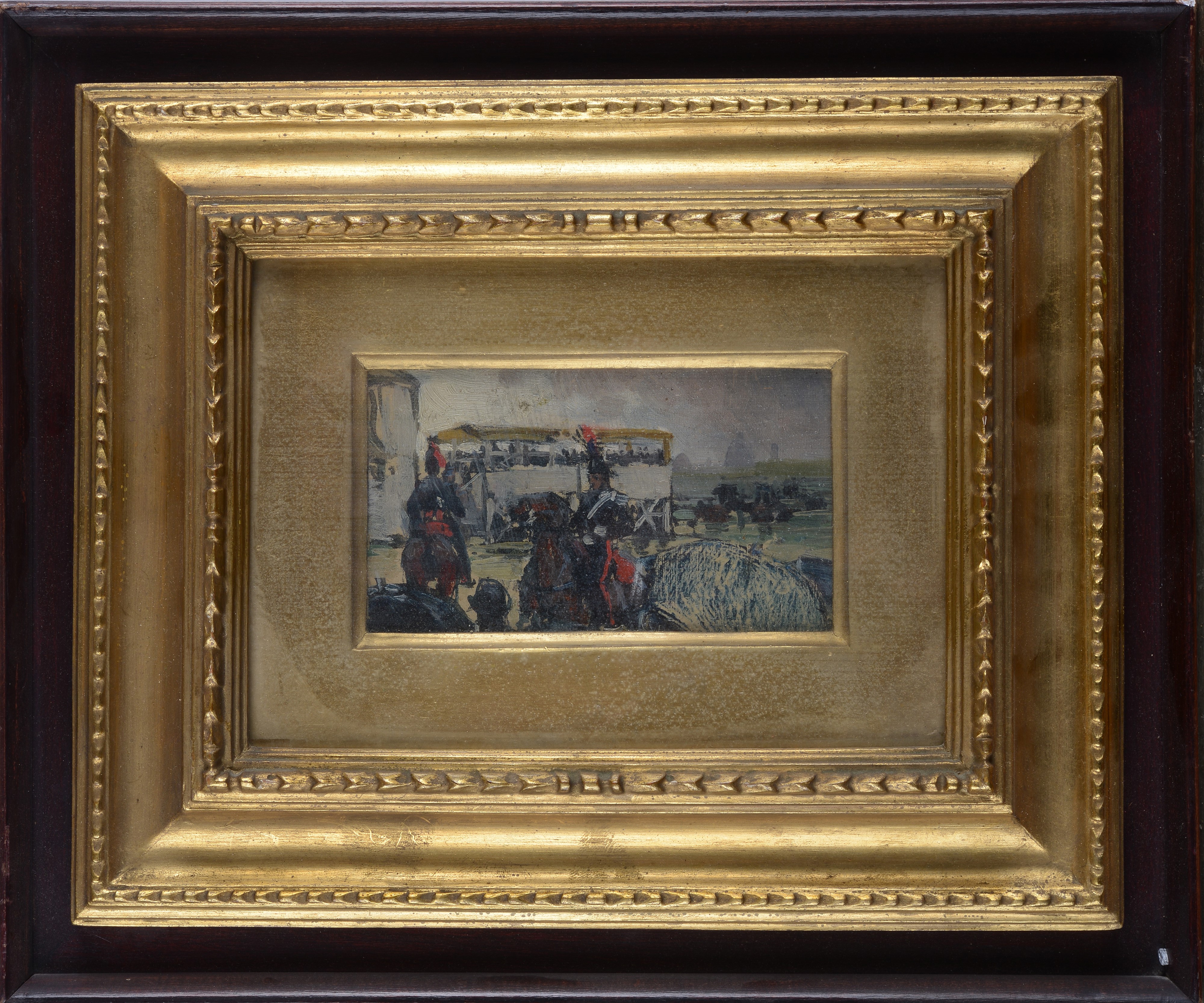 Anonimo, XX Sec. - Anonimo del XX secolo, Carabinieri a cavallo (fronte) e Viale alberato (retro)...