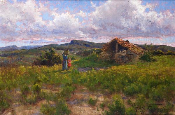 Adolfo Tommasi - Campagna con figure