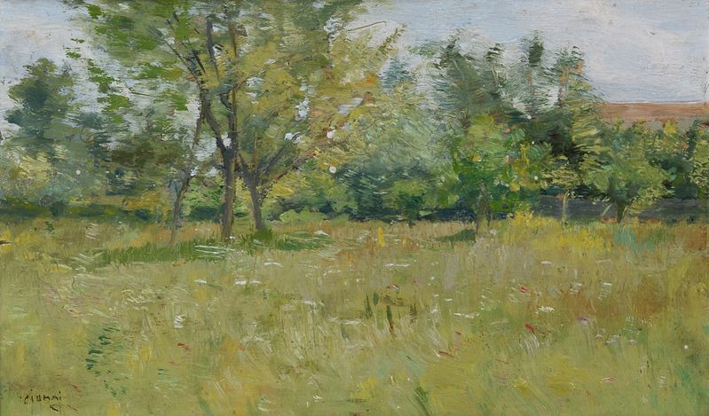 Guglielmo Ciardi - Prato con alberi