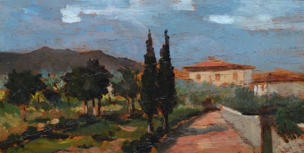 Luigi Bechi - Paesaggio con casolare