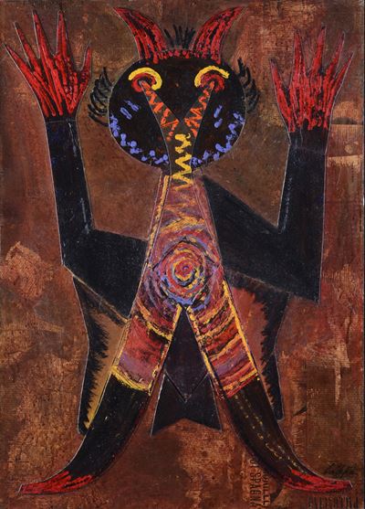 Visione Onirique II. Collage e olio su masonite