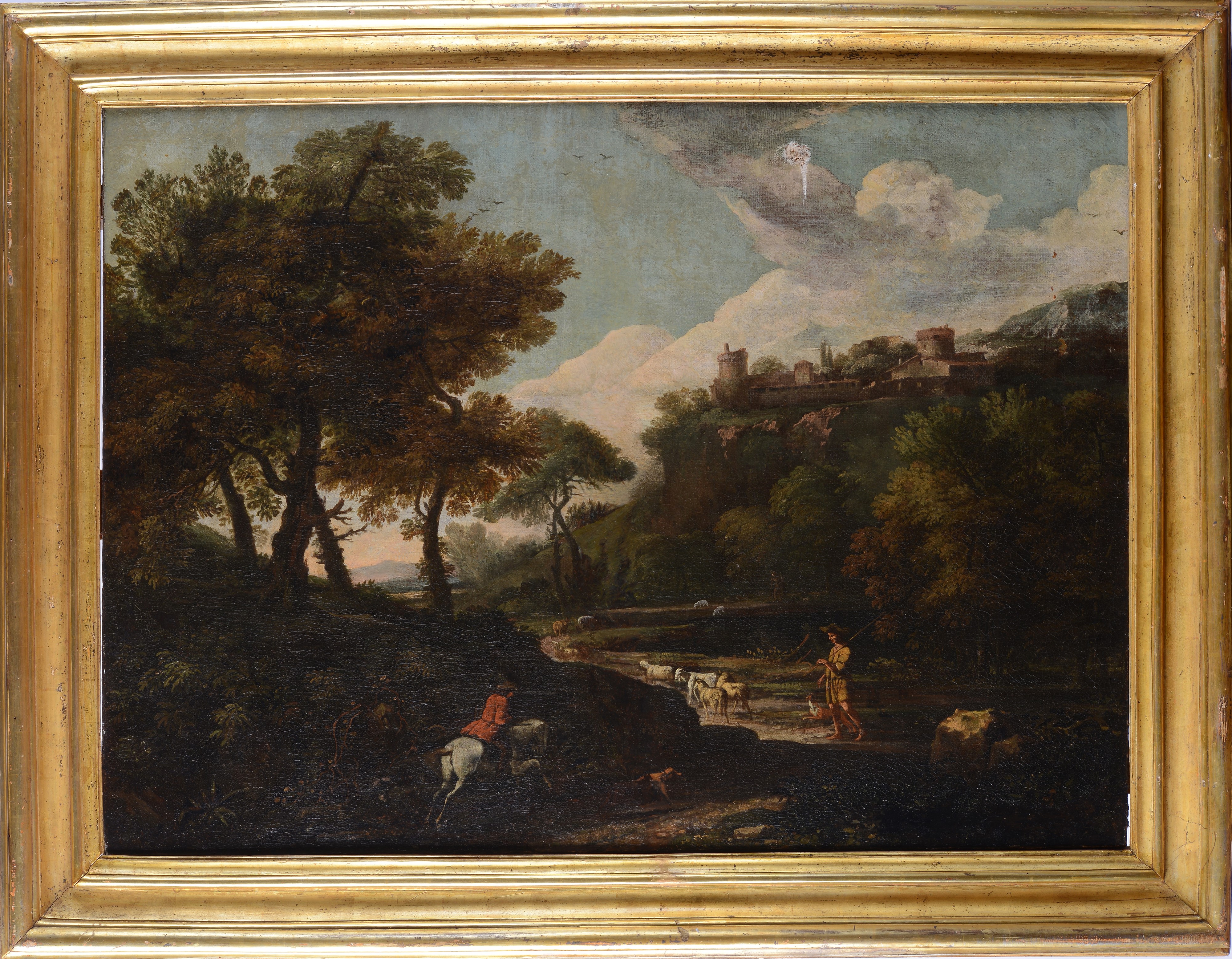 Paesaggio con figura a cavallo e pastore