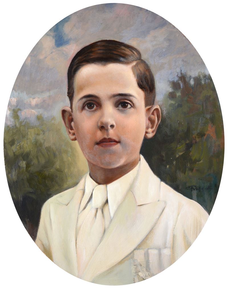 Cafiero Filippelli - Ritratto di bambino, olio su tavola