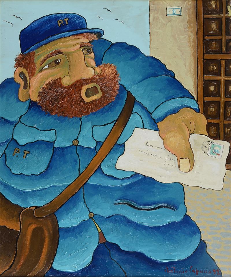 Antonio Capuzzo - Postino, olio su tela