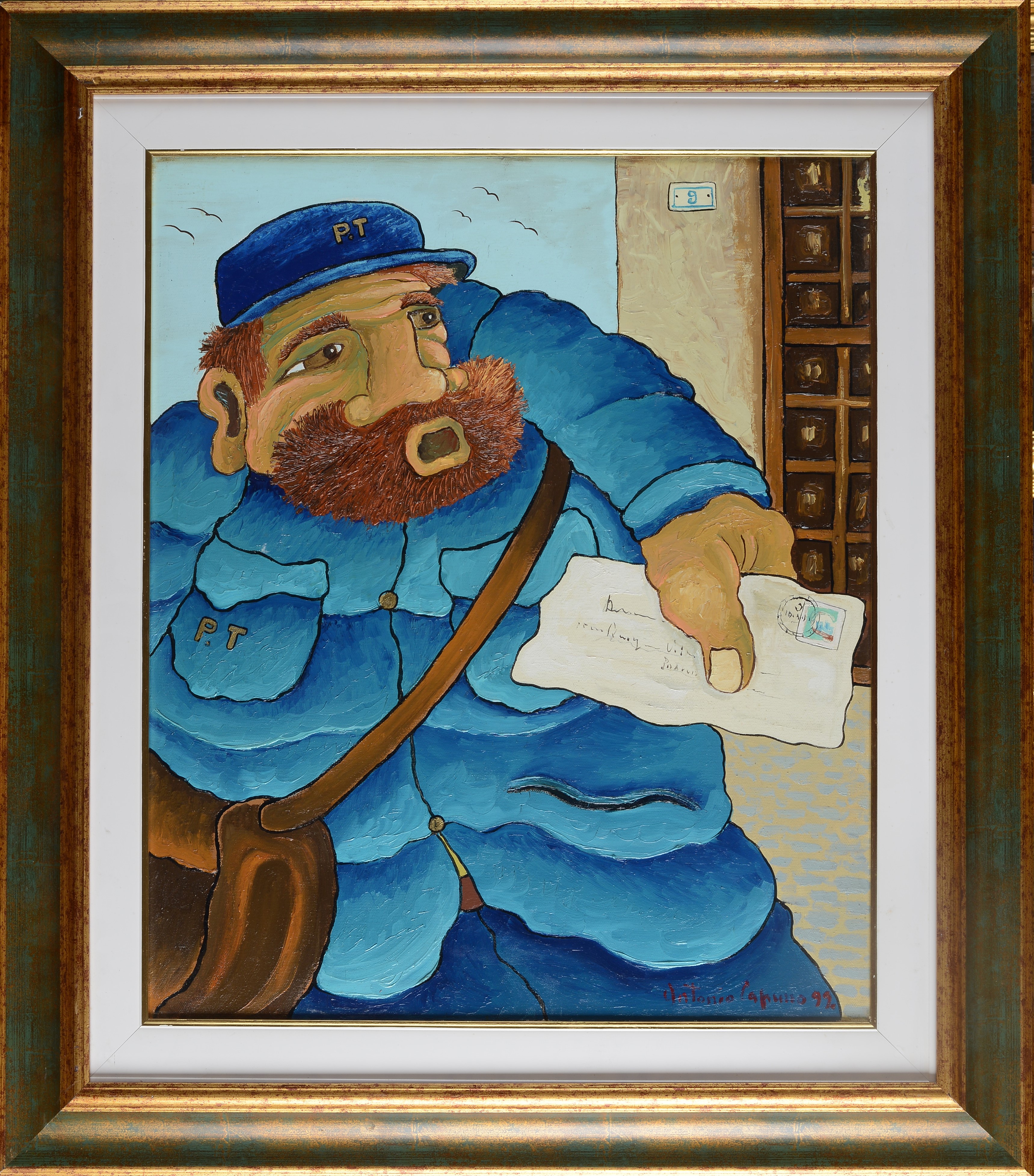 Antonio Capuzzo - Postino, olio su tela