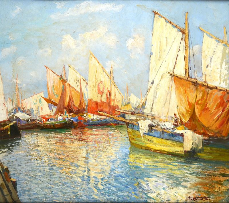 Fausto Pratella - Vele, olio su tavola