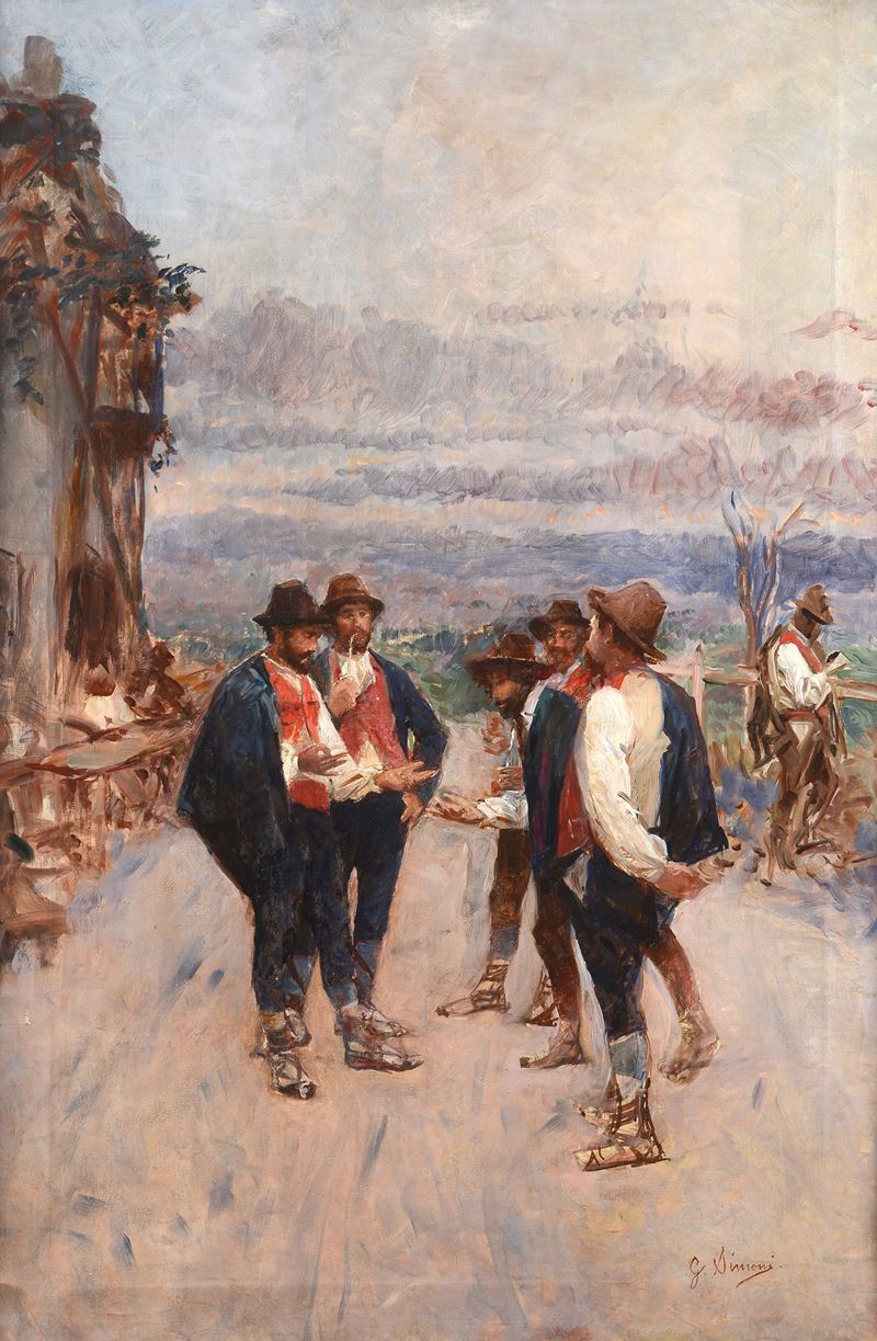 Gustavo Simoni - Gioco della Morra, olio su tela