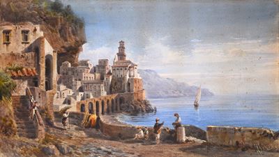 Veduta di Atrani (acquerello su cartone)