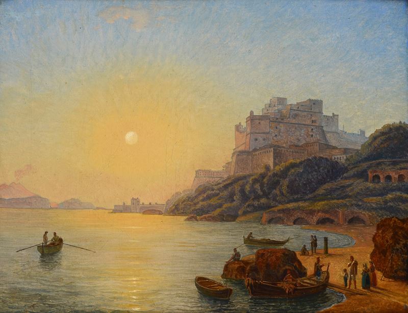 Attr. a Antonio Sminck Pitloo - Baia Domizia, olio su tela