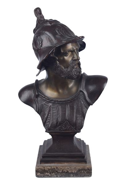 Anonimo, Busto di soldato, scultura in bronzo