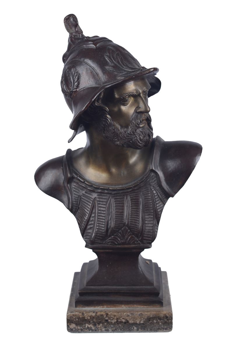 Anonimo, XIX Sec. - Anonimo, Busto di soldato, scultura in bronzo