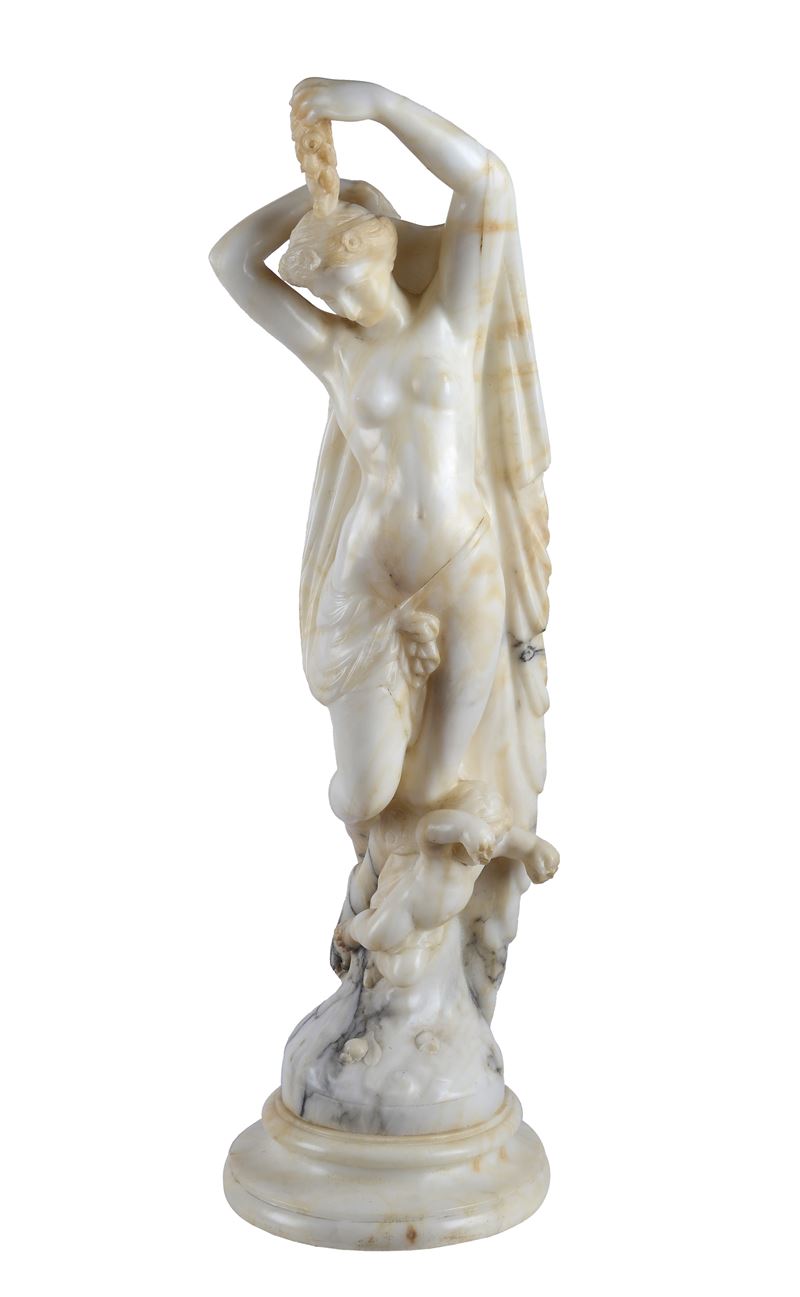 Anonimo, XIX Sec. - Anonimo, Venere e Cupido, scultura in alabastro