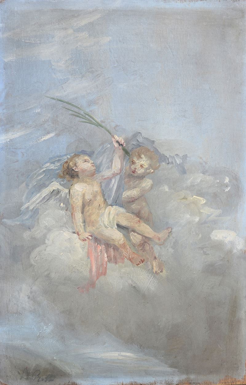 Alfredo Protti - Angioletti, olio su compensato