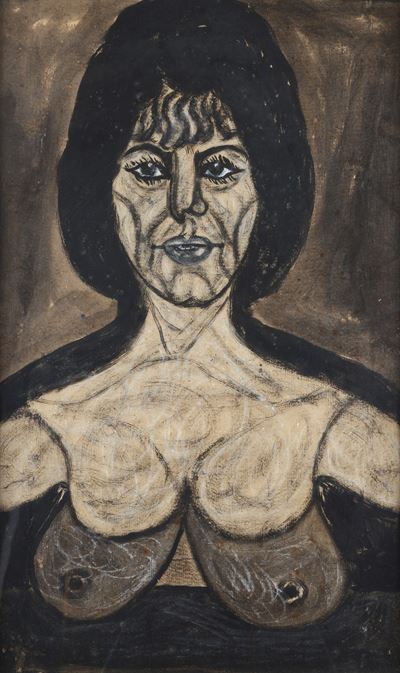 Ritratto (tecnica mista su cartone), 1969
