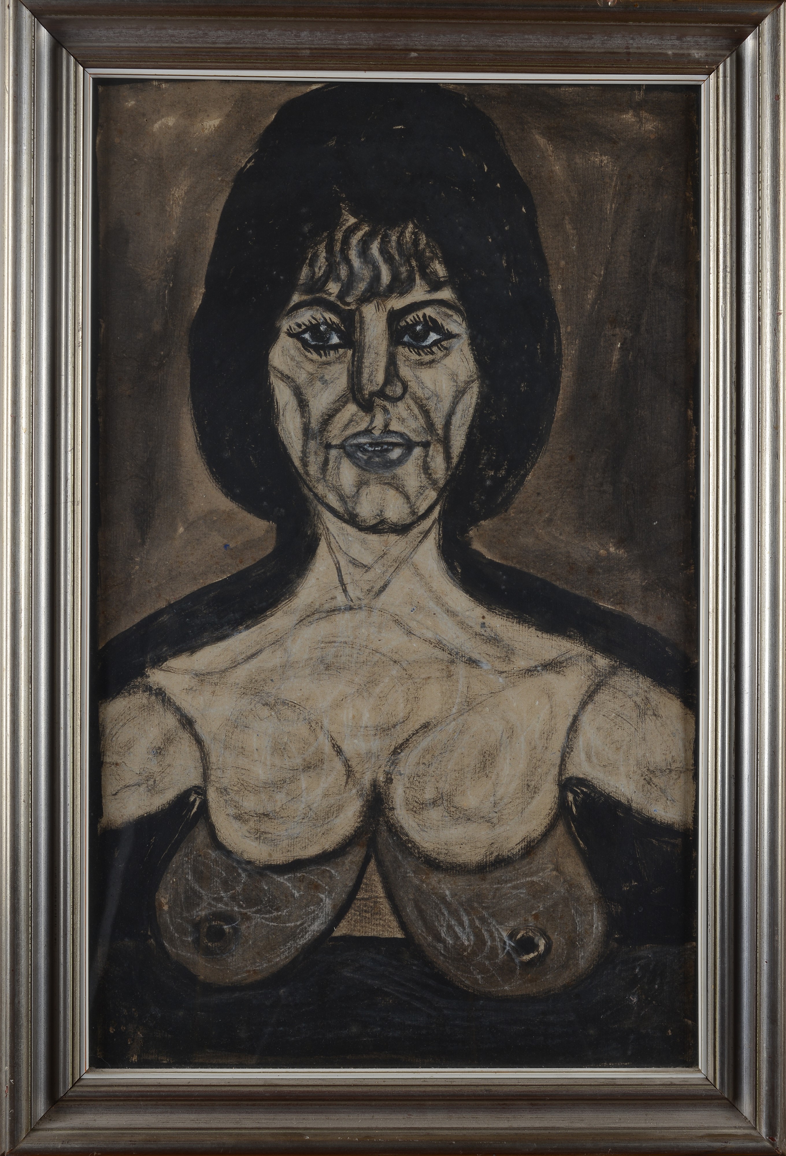Pietro Ghizzardi - Ritratto (tecnica mista su cartone), 1969