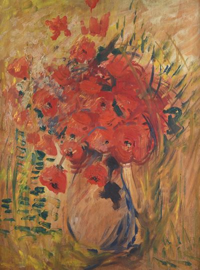 Fiori, olio su legno