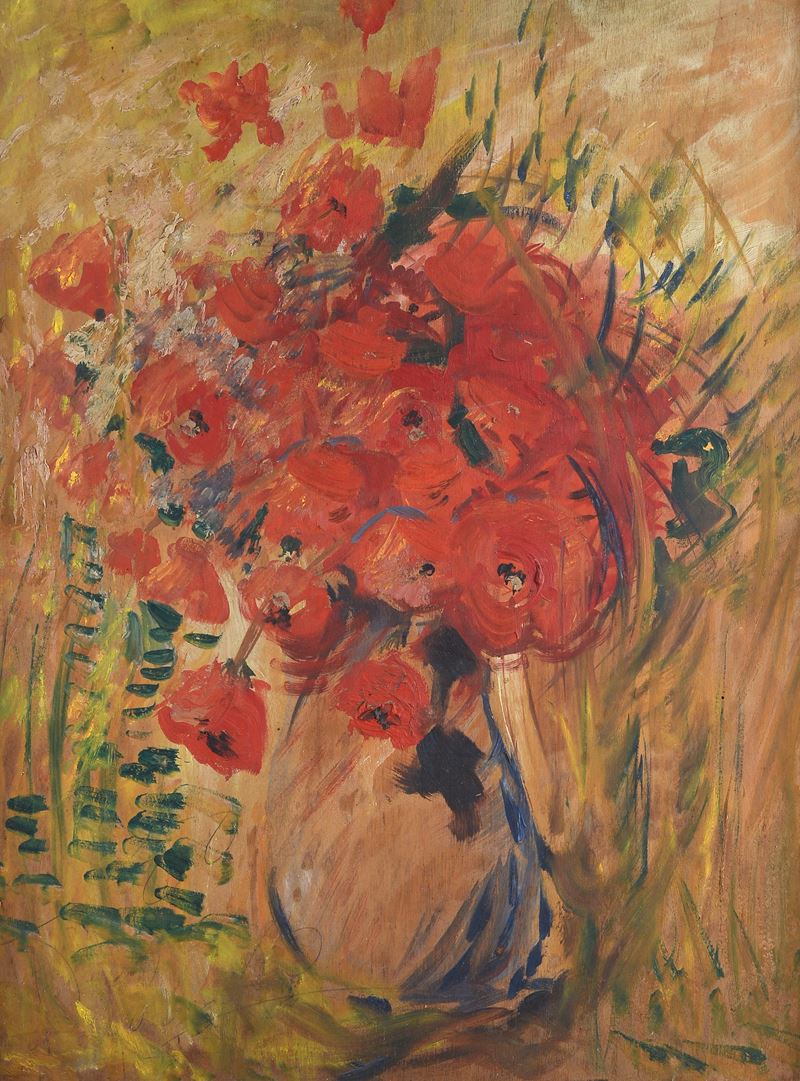 Enrico Galassi - Fiori, olio su legno