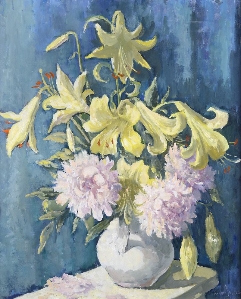 Regina Disertori - Vaso con fiori, olio su tela