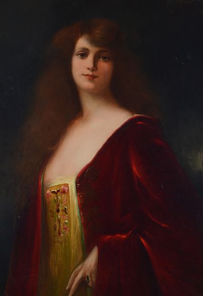 Scuola Francese, XIX secolo, Ritratto di signora, olio su tela