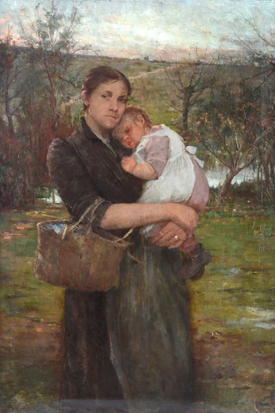Madre e figlia, olio su tela