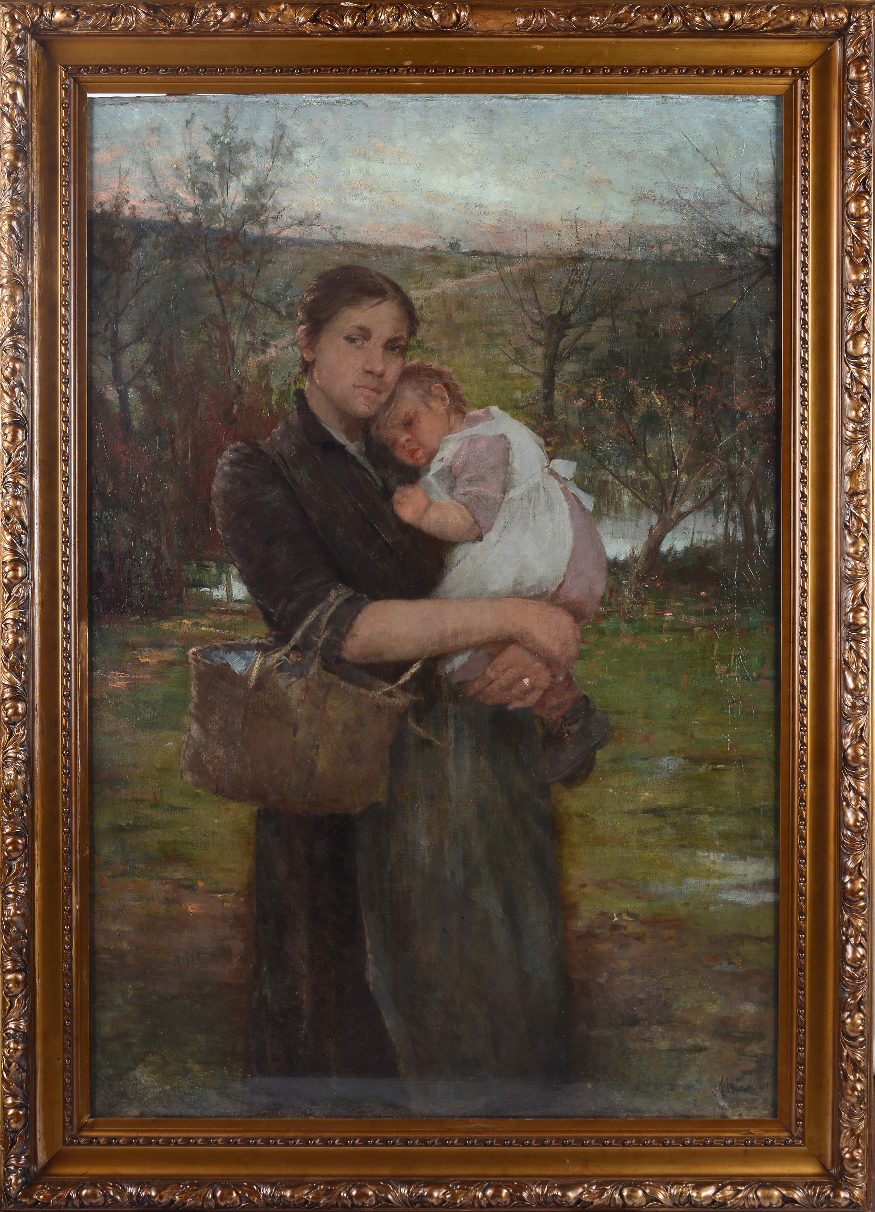 Alessandro Milesi - Madre e figlia, olio su tela
