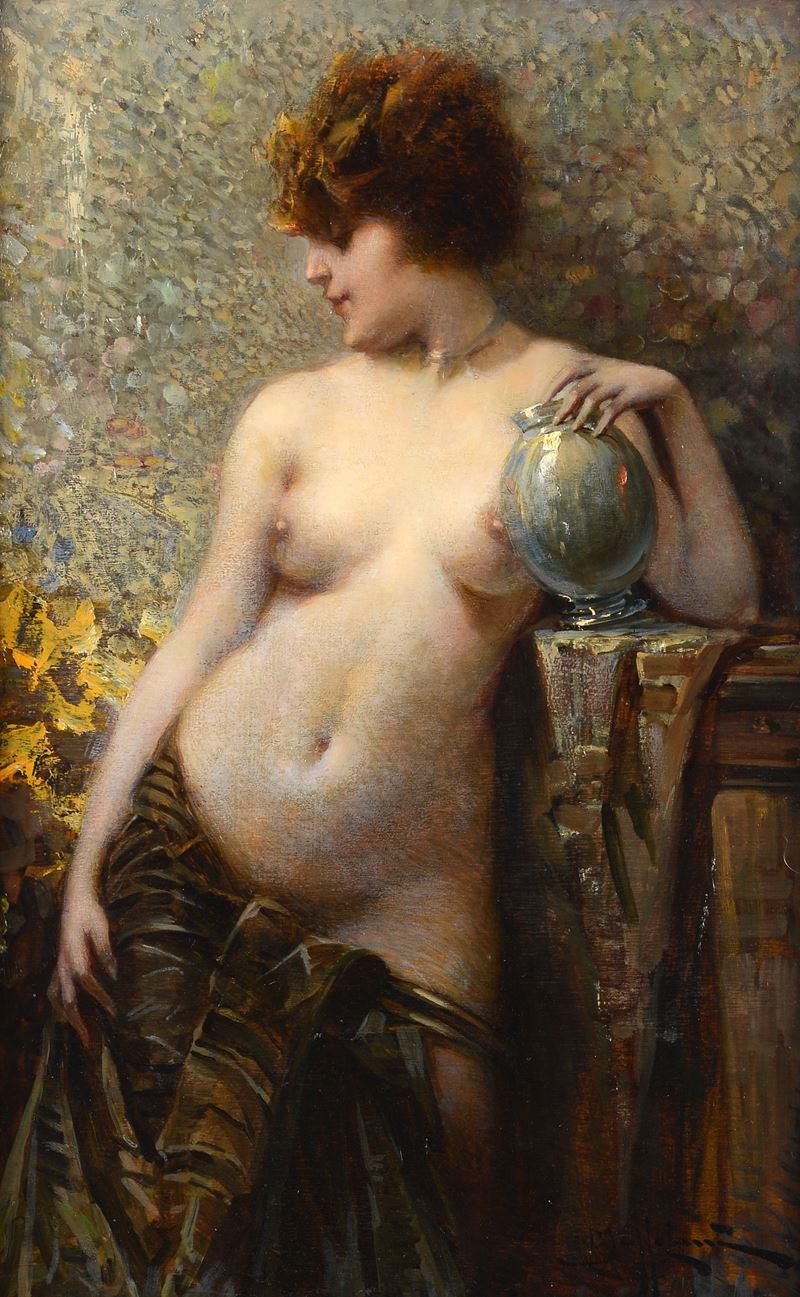 Bruto Mazzolani - Nudo Femminile con Vaso in Vetro