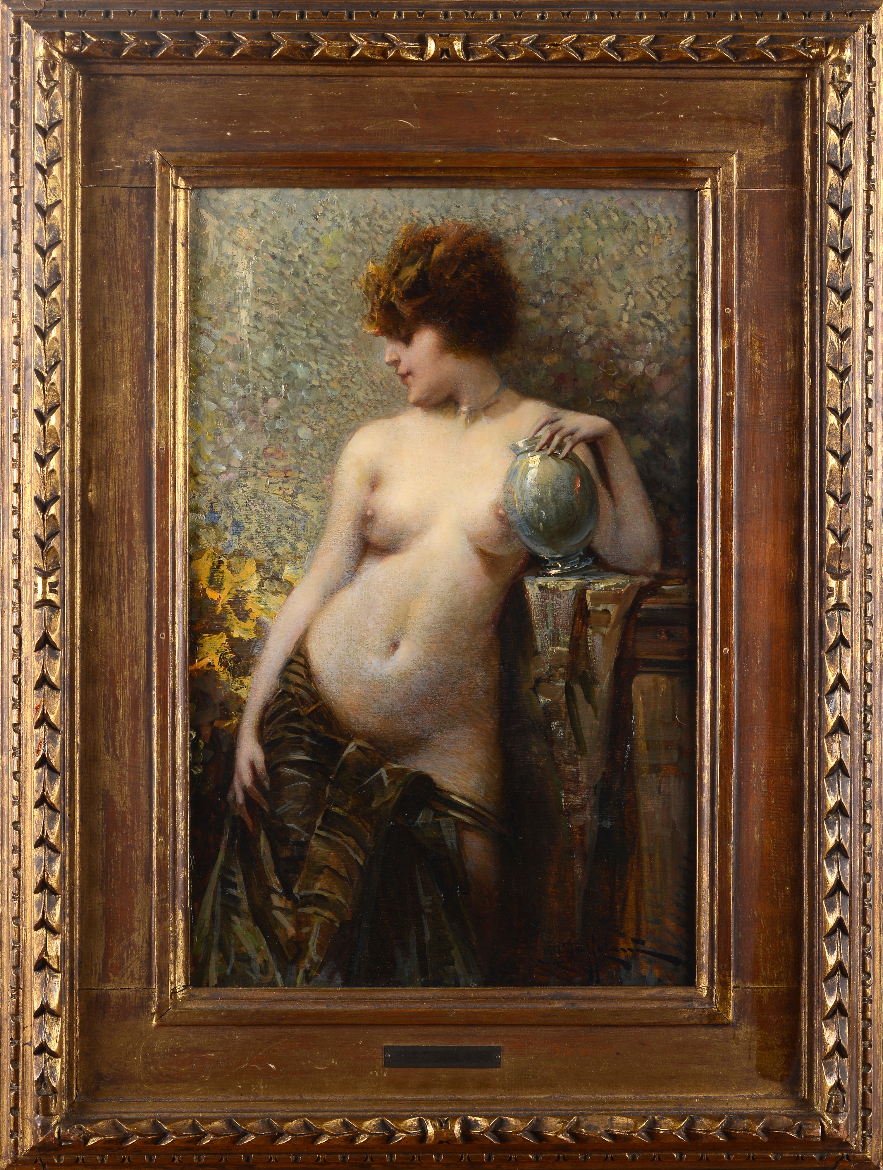 Bruto Mazzolani - Nudo Femminile con Vaso in Vetro