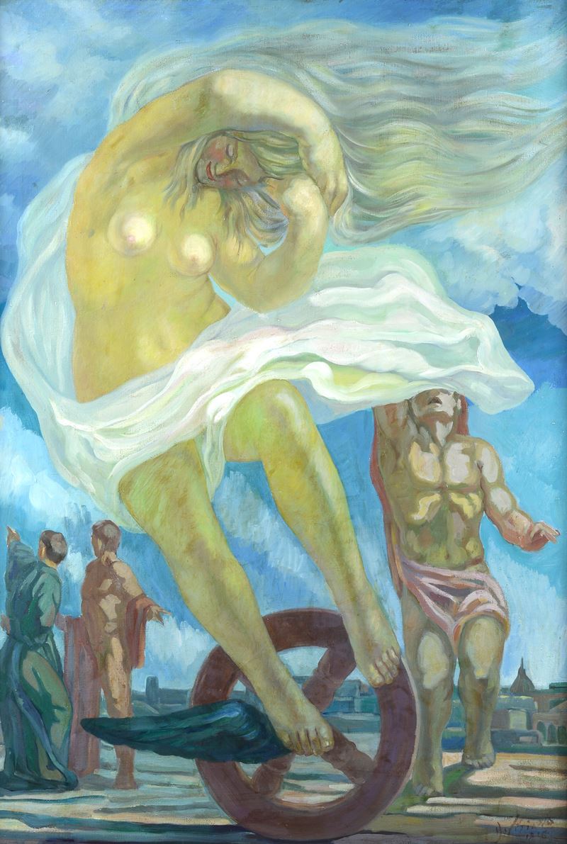 Anonimo, XX Sec. - Anonimo del XX secolo, Allegoria della fortuna, olio su tela (1916)
