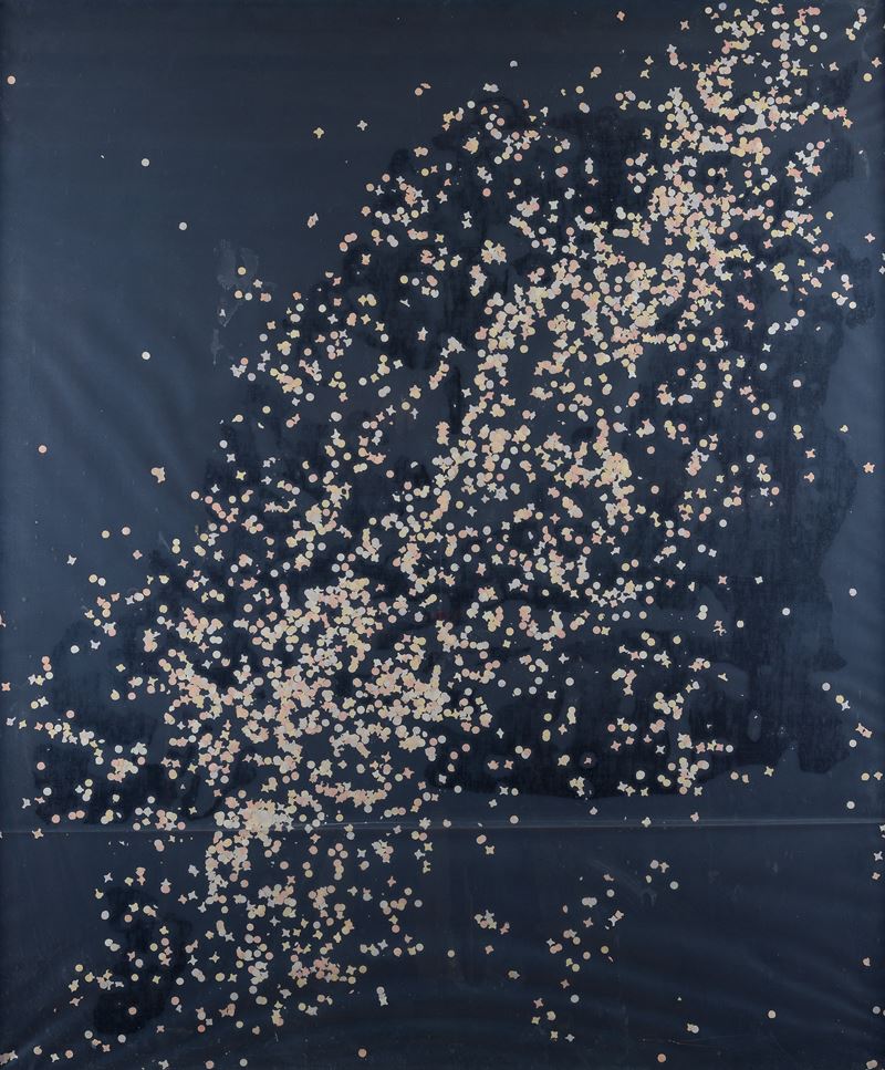 Tano Festa - Coriandoli (acrilico e coriandoli su tela), 1984/1985