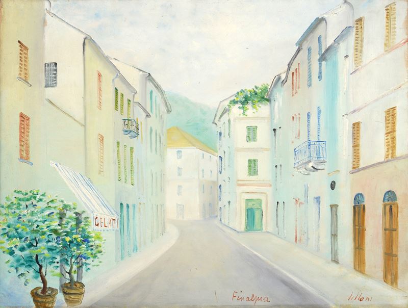 Umberto Lilloni - Strada di Finalpia, olio su tela