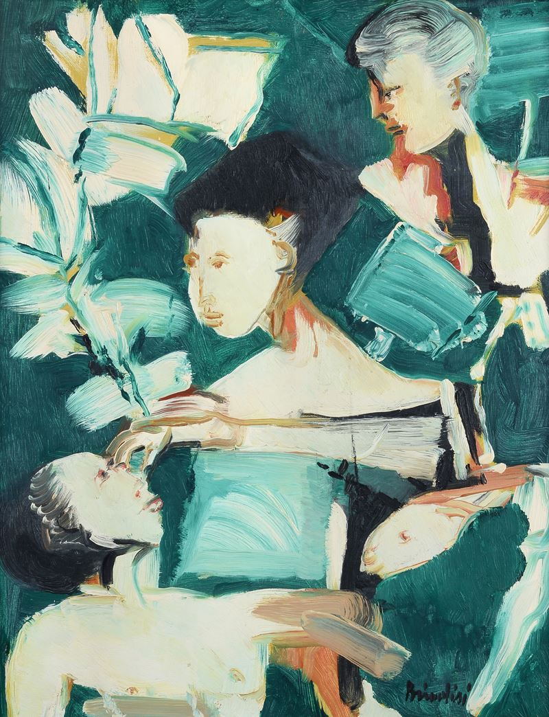 Remo Brindisi - Figure, olio su tela