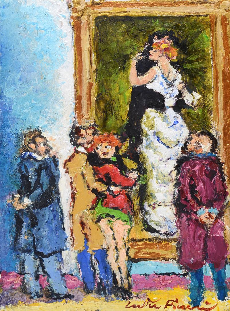 Walter Piacesi - L'opera d'arte, olio su tavola