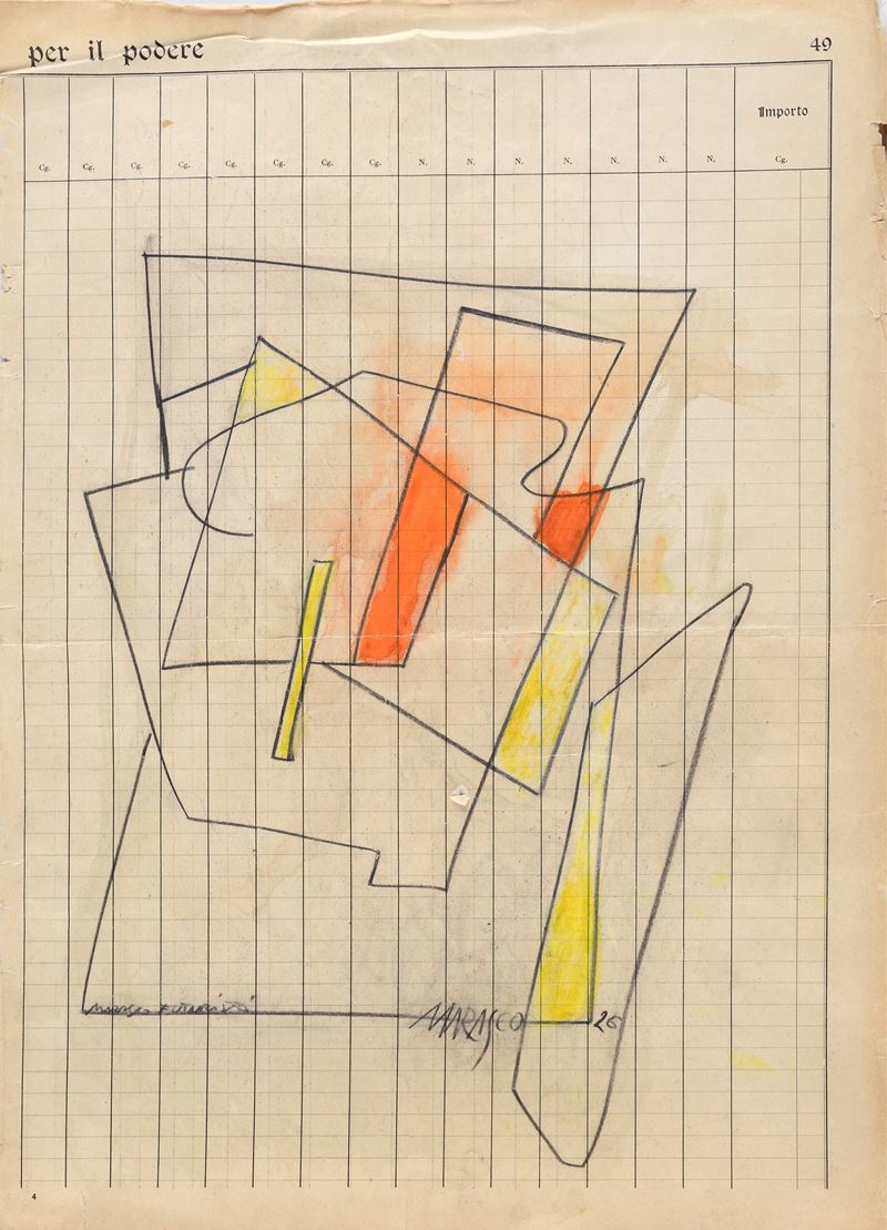 Antonio Marasco - Composizione, matite a acquerelli su carta (1926)